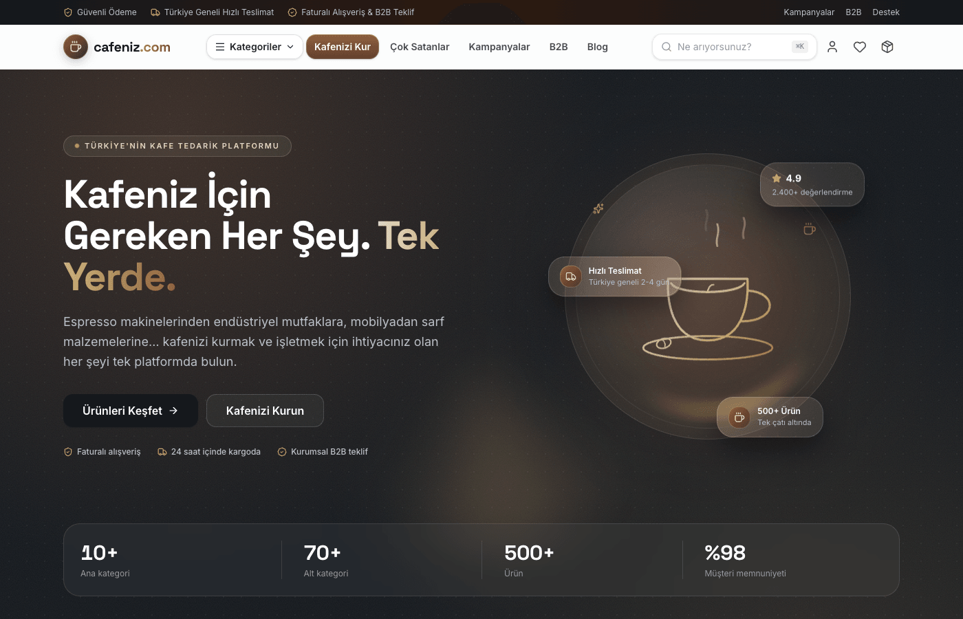 Cafeniz site önizlemesi